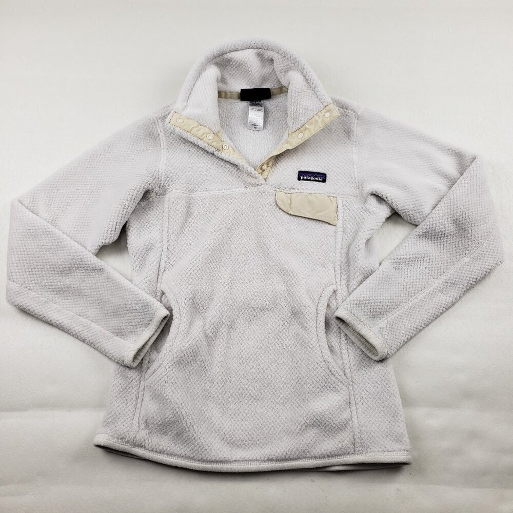 Patagonia Synchilla Snap T Fleece Pullover Womens XS White Outdoor Jacket FLAW - Picture 2 of 12